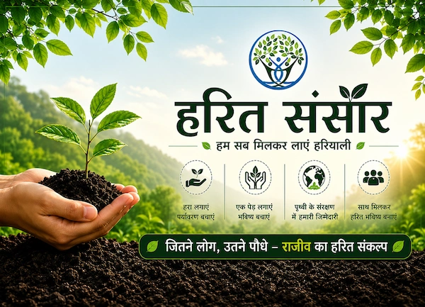 Rajeev Singh promoting Harit Sansar tree plantation initiative and environmental conservation campaign for a greener and sustainable India