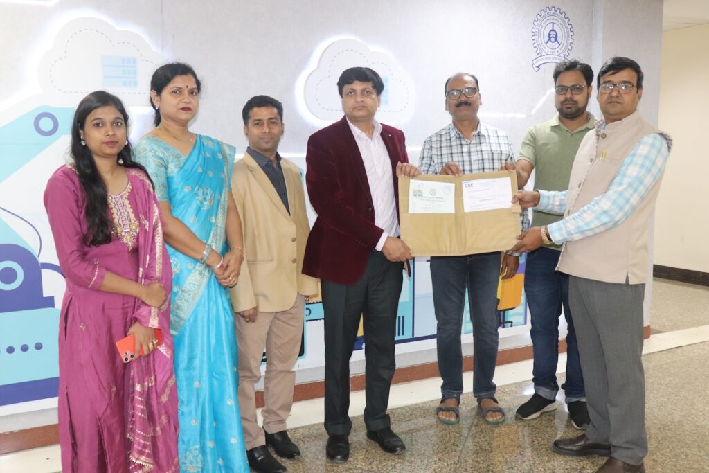 Rajeev Singh, Founder & Director of Sansar Green Mission Pvt. Ltd., during a strategic meeting at IIT (ISM) Dhanbad with CIIE leadership and professors discussing Artificial Intelligence, Robotics, and smart soil intelligence solutions for Indian agriculture.