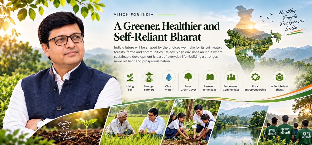 Rajeev Singh presenting a vision for a greener, healthier and self-reliant Bharat focused on living soil, stronger farmers, clean water, green cover, research, empowered communities and rural entrepreneurship.