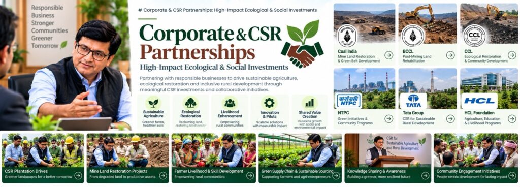 Rajeev Singh in a strategic discussion, highlighting corporate and CSR partnerships for high-impact ecological and social investments at Sansar Green.