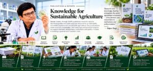 Rajeev Singh showcasing research publications, technical reports, and best practice guides for sustainable agriculture through SIART at Sansar Green.