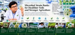 Rajeev Singh showcasing microbial strain banks for healthier soils and stronger agriculture at Sansar Green
