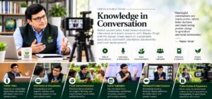 Rajeev Singh in front of a camera setup leading expert talks, interviews, field demonstrations, and webinars on sustainable agriculture and soil health through Sansar Green.