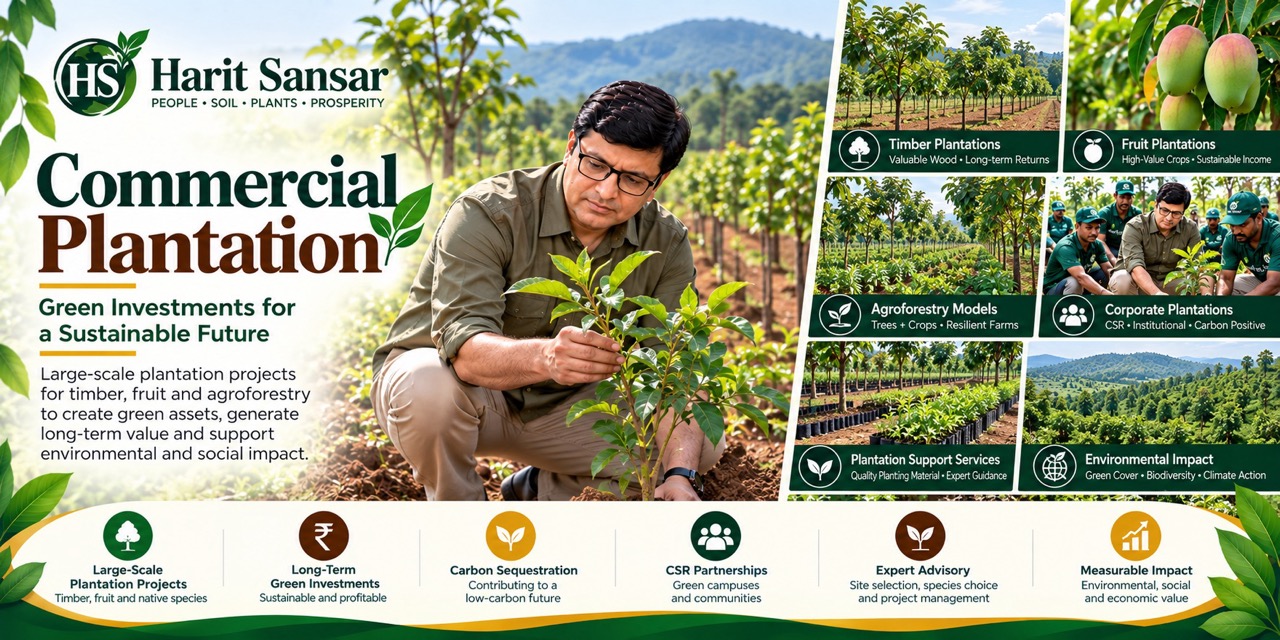 Harit Sansar Commercial Plantation promoting large-scale timber fruit and agroforestry plantation projects for sustainable green investment and environmental impact