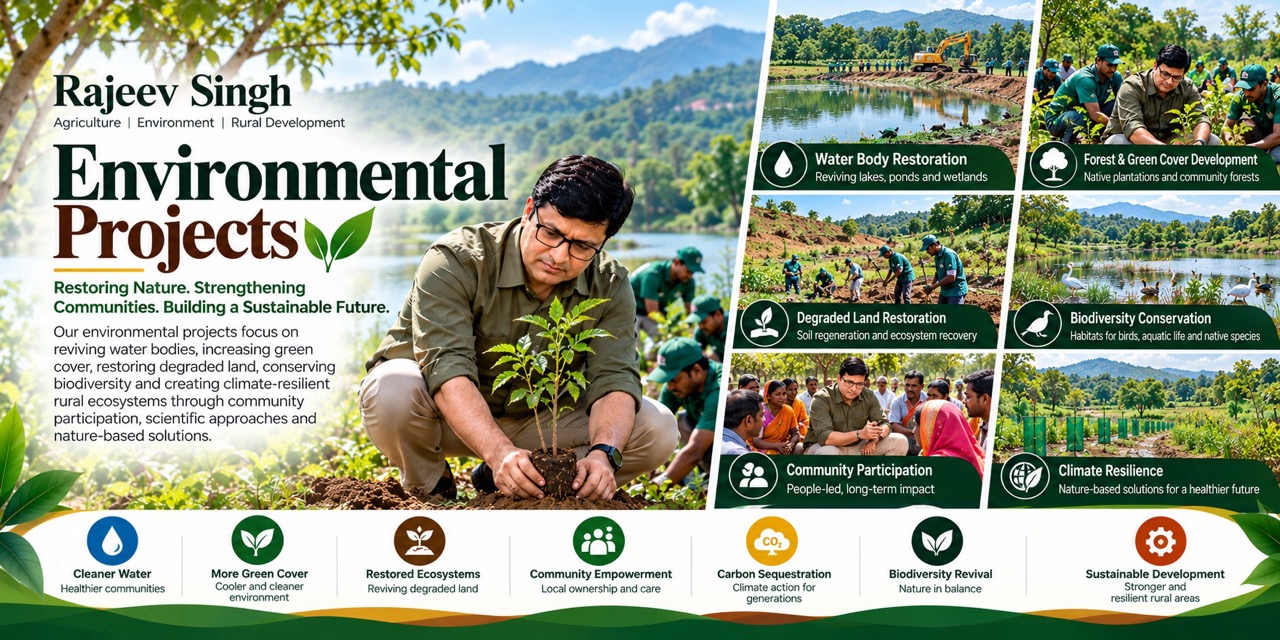 Rajeev Singh leading environmental projects focused on water body restoration forest development degraded land restoration biodiversity conservation and community participation