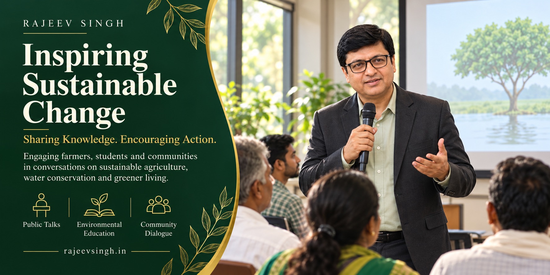 Rajeev Singh inspiring sustainable change by sharing knowledge, encouraging action and promoting responsible agriculture and environmental awareness