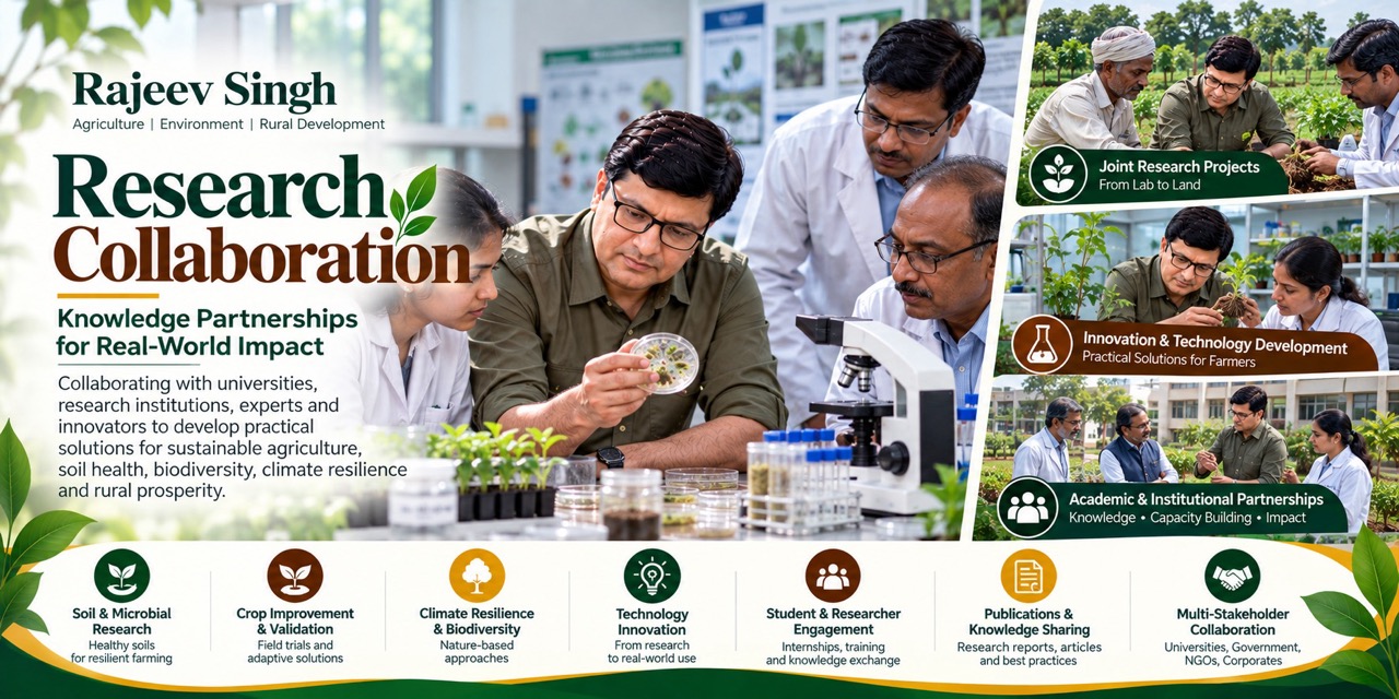 Rajeev Singh leading research collaboration with universities and agricultural scientists for sustainable agriculture, soil health, biodiversity and technology innovation